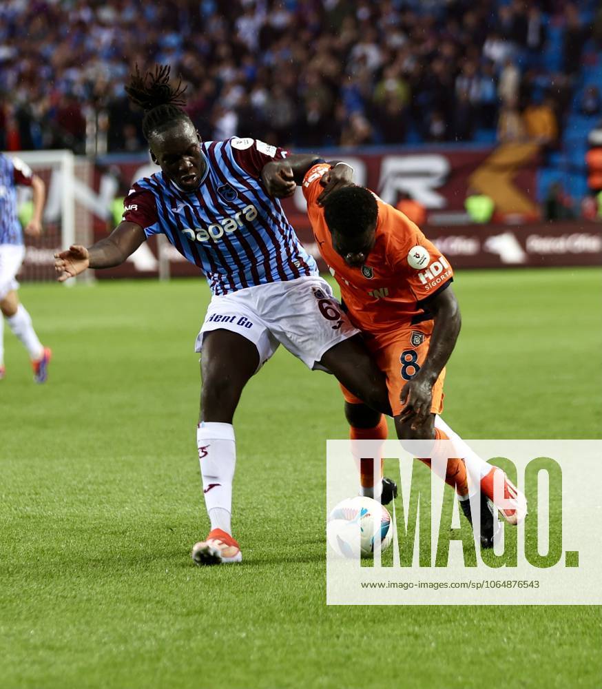 Trabzonspor v Basaksehir - Turkish Super Lig TRABZON, TURKIYE - OCTOBER 19: Batista Mendy (L) of Trabzonspor in action during the Turkish Super Lig week 9th match between Trabzonspor and Basaksehir at Papara Park in Trabzon, Turkiye on October 19, 2024. Trabzon Turkey. Editorial use only. Please get in touch for any other usage.