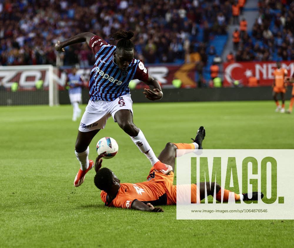 Trabzonspor v Basaksehir - Turkish Super Lig TRABZON, TURKIYE - OCTOBER 19: Batista Mendy (L) of Trabzonspor in action during the Turkish Super Lig week 9th match between Trabzonspor and Basaksehir at Papara Park in Trabzon, Turkiye on October 19, 2024. Trabzon Turkey. Editorial use only. Please get in touch for any other usage.