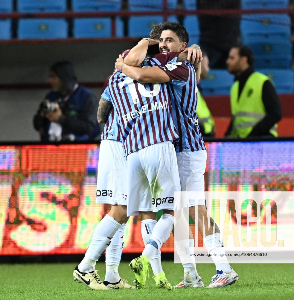 Trabzonspor v Basaksehir - Turkish Super Lig TRABZON, TURKIYE - OCTOBER 19: Players of Trabzonspor celebrate after scoring a goal during the Turkish Super Lig week 9th match between Trabzonspor and Basaksehir at Papara Park in Trabzon, Turkiye on October 19, 2024. Trabzon Turkey. Editorial use only. Please get in touch for any other usage.
