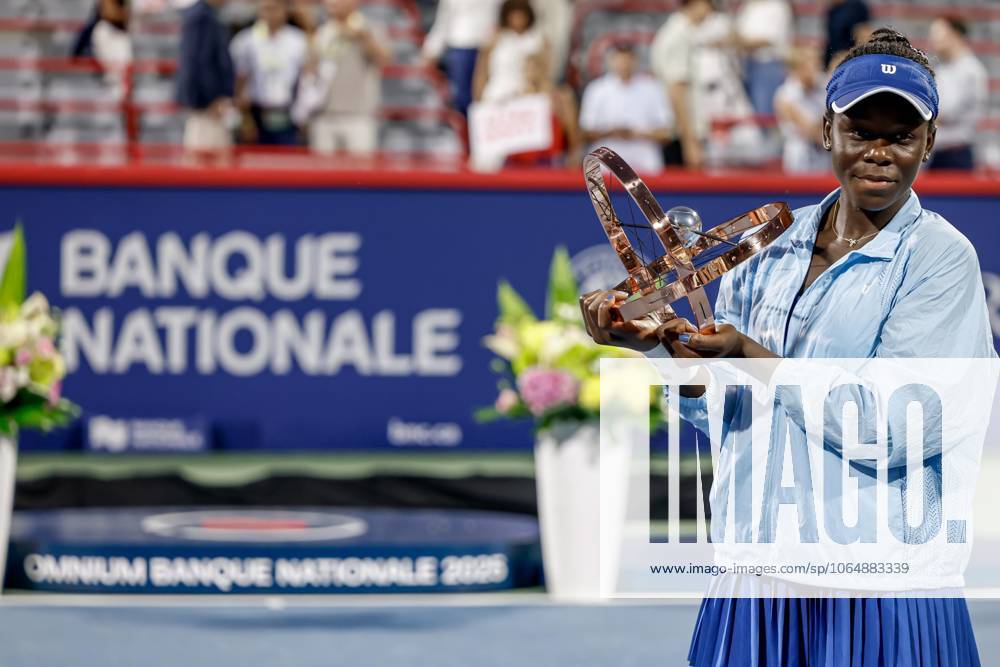 Victoria Mboko ( Canada ) apres son premier sacre de sa carriere au tournoi WTA, Tennis Damen Masters 1000 de MontrÃ al au court central IGA face Ã Naomi Osaka ( Japon ). TENNIS WTA 1000 NATIONAL BANK OPEN 2025 FINALE MBOKO OSAKA IGA STADIUM MONTREAL CANADA 07 08 2025 Montassar Yazidi PRESSE SPORTS MONTREAL IGA STADIUM Canada GermanyxJapanxUKxFrancexBelgiumxOUT