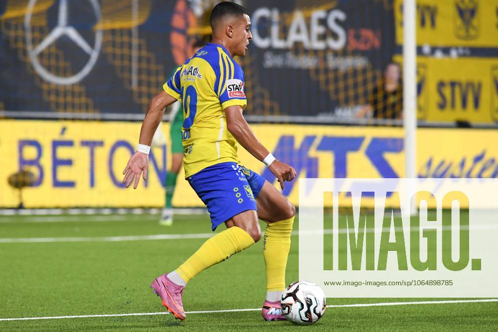 STVV s Ilias Sebaoui pictured in action during a soccer match between Sint-Truiden VV and FCV Dender EH, Friday 08 August 2025 in Sint-Truiden, on the day 3 of the 2025-2026 Jupiler Pro League first division of the Belgian championship. JILLxDELSAUX x130875581x