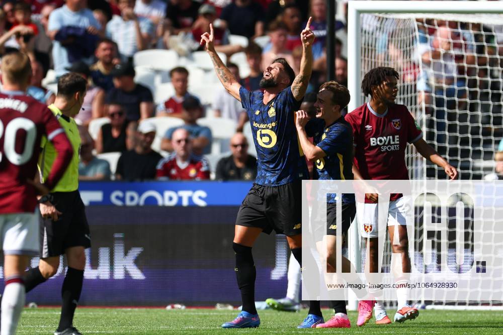 Olivier Giroud of Lille celebrates after scoring a goal (0-1) West Ham United v Lille, Pre Season Friendly, Football, London Stadium, London, UK - 09 Aug 2025London London Stadium United Kingdom