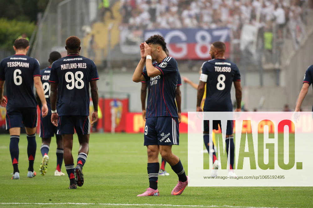 But de l Olympique Lyonnais de Georges MIKAUTADZE (Olympique Lyonnais) et joie des joueurs lors du match RC Lens vs Olympique Lyonnais, Ligue 1 J1, stade Bollaert-Delelis, le 16 août 2025 - photo Laurent Sanson PsnewZ
