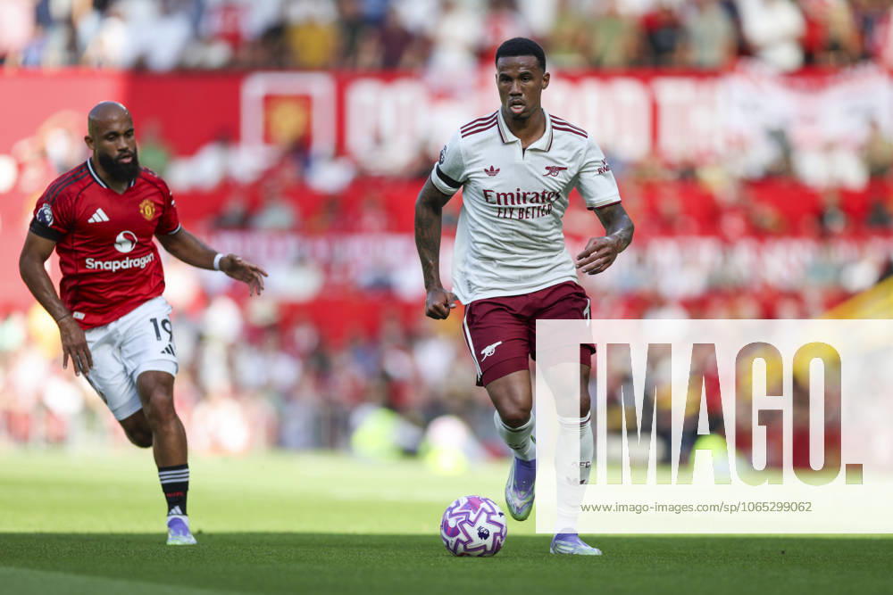 Manchester United, ManU FC v Arsenal FC, English Premier League Arsenal defender Gabriel (6) during the Manchester United FC v Arsenal FC English Premier League match at Old Trafford, Manchester, England, United Kingdom on 17 August 2025 Credit: Phil Duncan Every Second Media Editorial use only. All images are copyright Every Second Media Limited. No images may be reproduced without prior permission. All rights reserved. Premier League and Football League images are subject to licensing agreements with Football DataCo Limited. see https: www.football-dataco.com