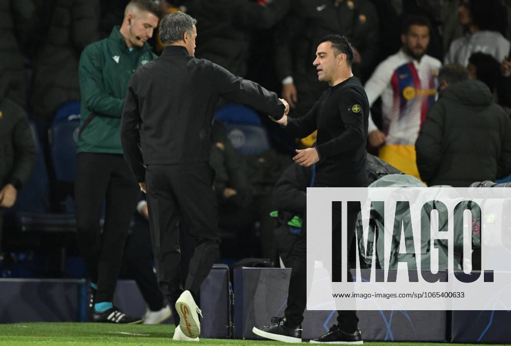Paris Saint-Germain v Barcelona - UEFA Champions League PARIS, FRANCE - APRIL 10: Coaches Luis Enrique of PSG and Xavi of Barcelona greet each other at the end of the UEFA Champions League quarter finals first leg football match between Paris Saint-Germain and FC Barcelona, Barca at Parc des Princes in Paris, France on April 10, 2024. Ile-de-France France. Editorial use only. Please get in touch for any other usage.