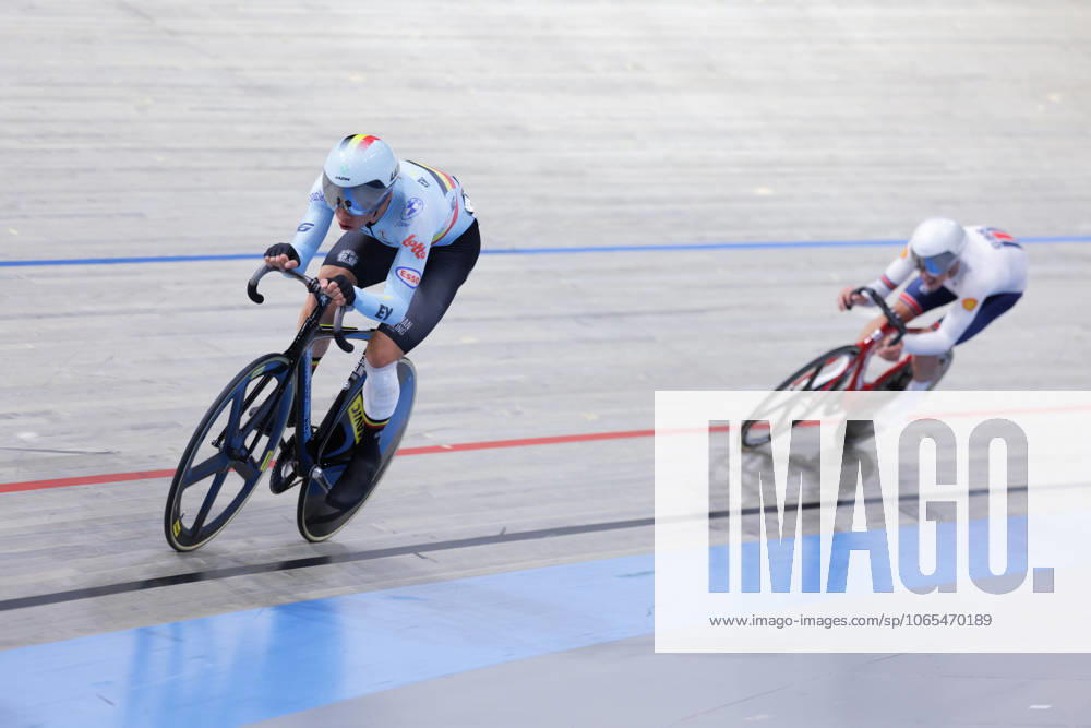 2025 UCI Junior Track World Championships Picture by Alex Whitehead SWpix.com - 23 08 2025 - Cycling - 2025 UCI Junior Track World Championships - Omnisport, Apeldoorn, Netherlands - Men Omnium Points Race - Witse Bertels (Belgium)
