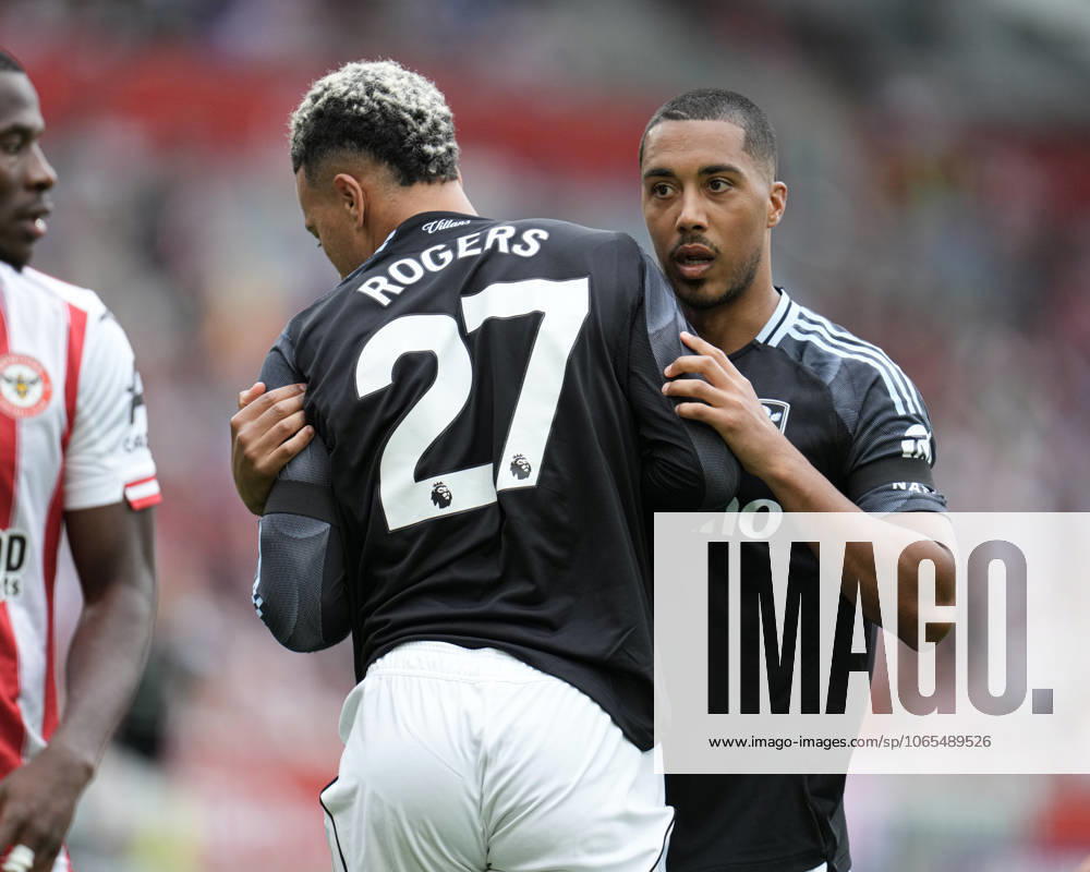 Premier League Brentford v Aston Villa Morgan Rogers of Aston Villa and Youri Tielemans of Aston Villa during the Premier League match Brentford vs Aston Villa at The Gtech Community Stadium, London, United Kingdom, 23rd August 2025 (Photo by Harvey Murphy News Images)