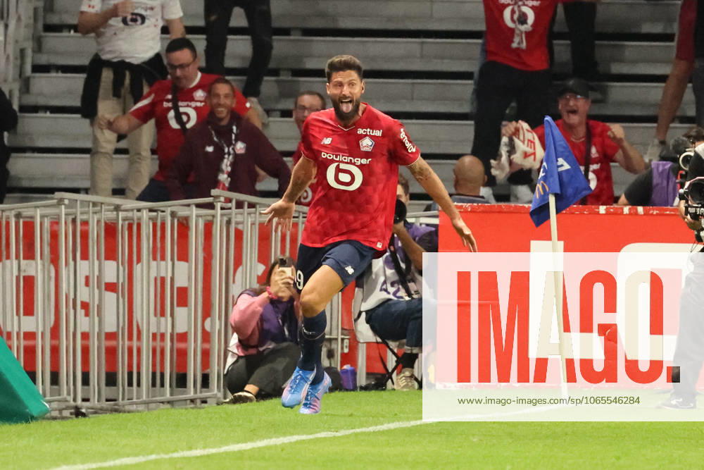 But du LOSC de Olivier GIROUD (LOSC Lille) et joie des joueurs du LOSC lors du match LOSC Lille vs Monaco, Ligue 1 J2, Decathlon Arena stade Pierre Mauroy, le 24 août 2025 - photo Laurent Sanson PsnewZ