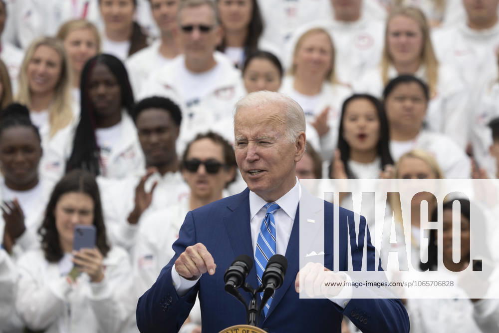 United States President Joe Biden welcomes Team USA to the White House to celebrate their participation Tokyo 2020 Summer Olympic and Paralympic Games and Beijing 2022 Winter Olympic and Paralympic Games, at the White House in Washington, DC on May 4, 2022