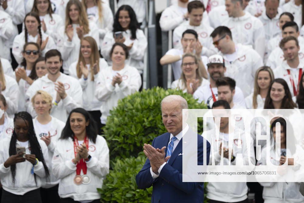 United States President Joe Biden welcomes Team USA to the White House to celebrate their participation Tokyo 2020 Summer Olympic and Paralympic Games and Beijing 2022 Winter Olympic and Paralympic Games, at the White House in Washington, DC on May 4, 2022