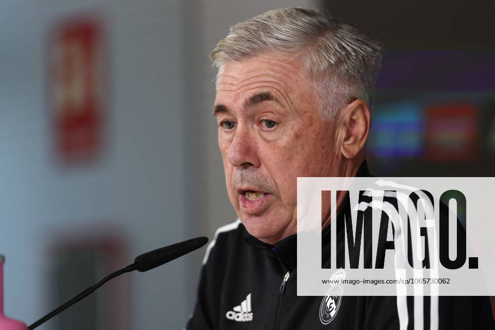 Carlo Ancelotti, head coach of Real Madrid, attends his press conference, PK, Pressekonferenz after the training day celebrated at Ciudad Deportiva Real Madrid on October 01, 2022, in Valdebebas, Madrid, Spain.