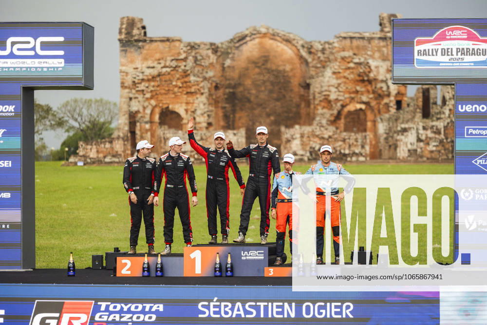 AUTO - WRC, Motorsport Rallye, WM - RALLY DEL PARAGUAY 2025 OGIER Sebastien, Toyota GR Yaris Rally1, portrait, NEUVILLE Thierry, Hyundai I20 Rally1, portrait, EVANS Elfyn, Toyota GR Yaris Rally1, portrait during the 2025 Rally del Paraguay, 10th round of the 2025 WRC World Rally Car Championship, from August 28 to 31, 2025 at Encarnacion, Itapua, Paraguay - EncarnacionParaguay
