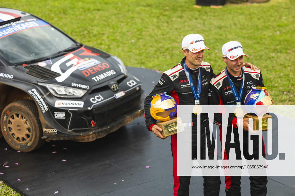 AUTO - WRC, Motorsport Rallye, WM - RALLY DEL PARAGUAY 2025 OGIER Sebastien, Toyota GR Yaris Rally1, portrait, LANDAIS Vincent, Toyota GR Yaris Rally1, portrait, podium, portrait during the 2025 Rally del Paraguay, 10th round of the 2025 WRC World Rally Car Championship, from August 28 to 31, 2025 at Encarnacion, Itapua, Paraguay - EncarnacionParaguay