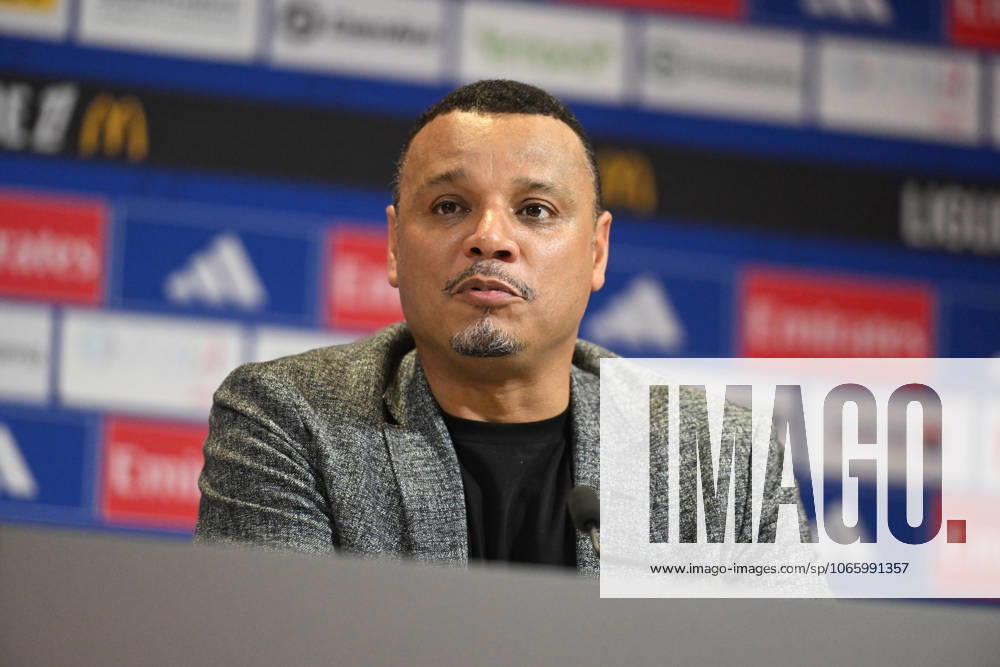 Football : press conference, PK, Pressekonferenz Olympique Lyonnais 03 09 202 Mathieu Louis-Jean, Director of Recruitment at Olympique Lyonnais during the press conference at the Groupama Stadium in Decines-Charpieu
