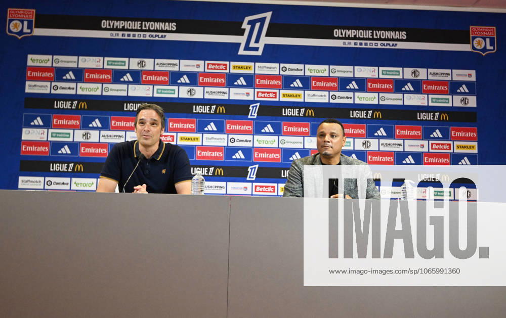 Football : press conference, PK, Pressekonferenz Olympique Lyonnais 03 09 202 Mathieu Louis-Jean, Director of Recruitment and Michael Gerlinger, general manager of Olympique Lyonnais, during the press conference at the Groupama Stadium in Decines-Charpieu