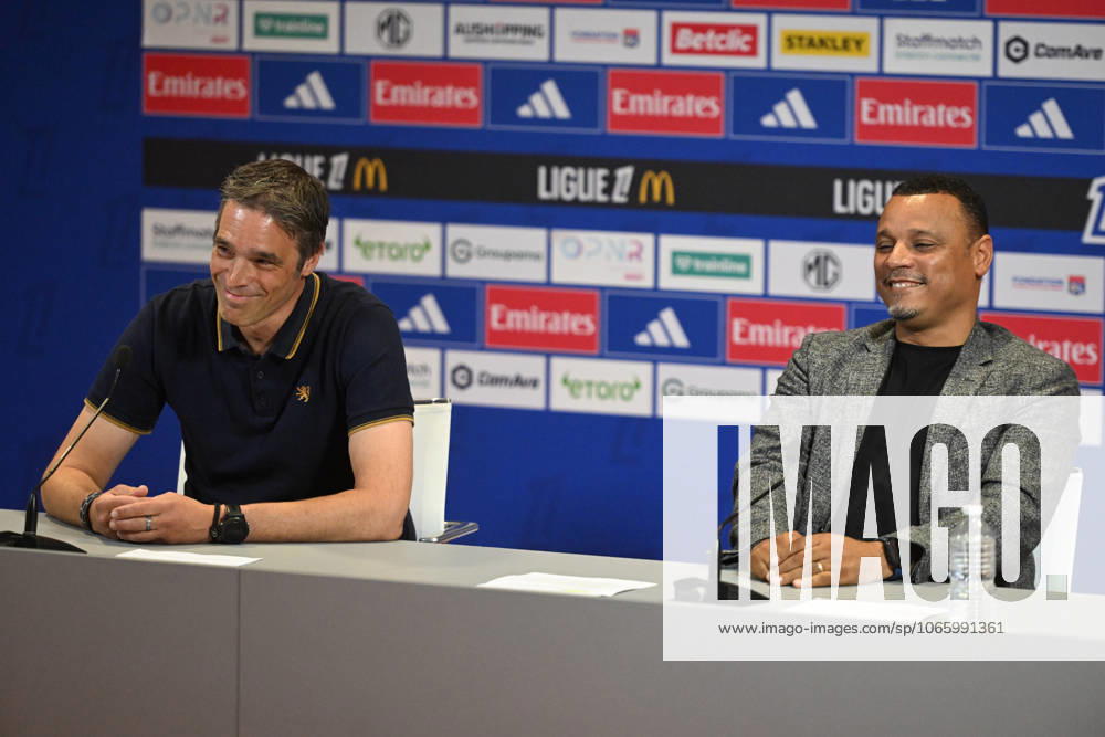 Football : press conference, PK, Pressekonferenz Olympique Lyonnais 03 09 202 Mathieu Louis-Jean, Director of Recruitment and Michael Gerlinger, general manager of Olympique Lyonnais, during the press conference at the Groupama Stadium in Decines-Charpieu