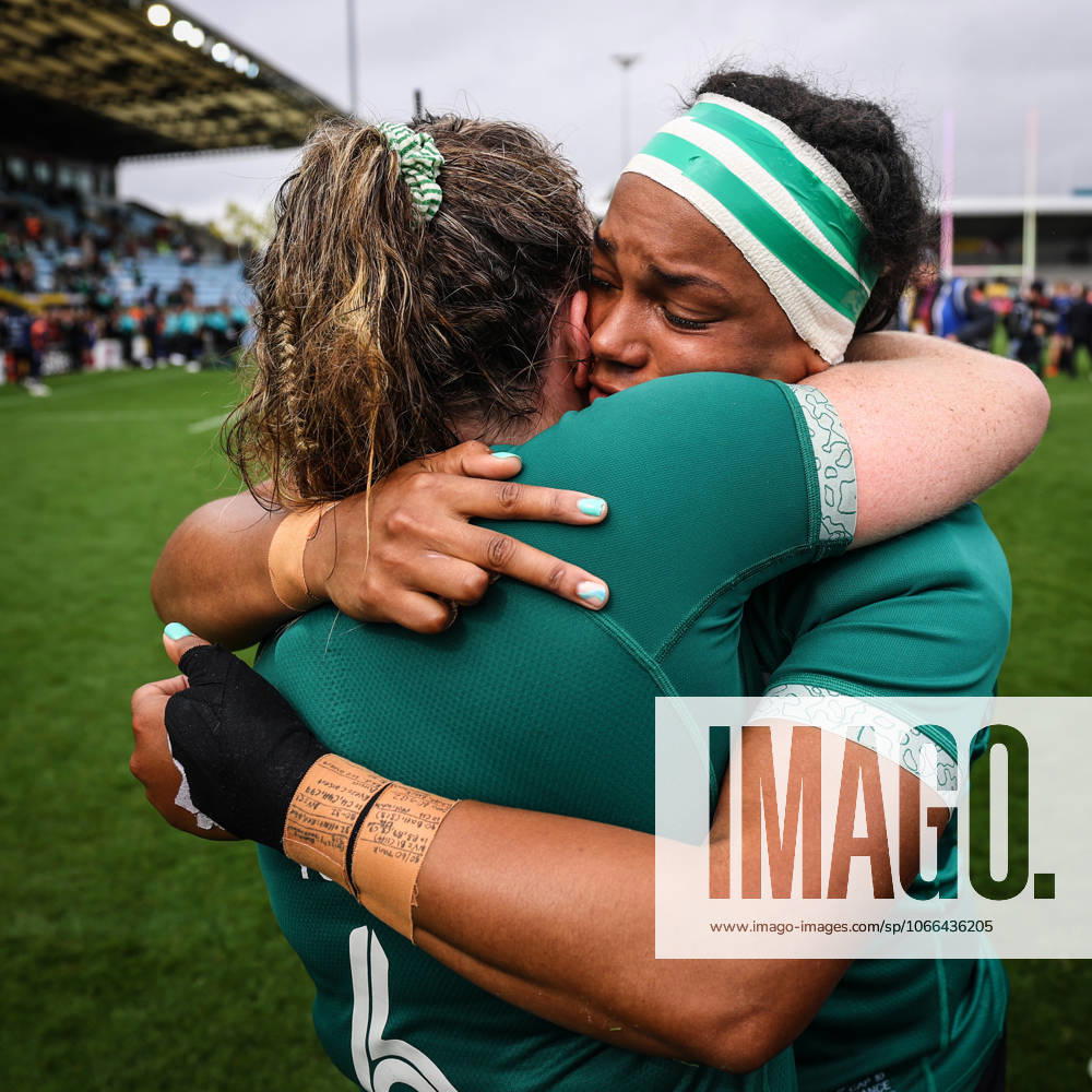 2025 Women s Rugby World Cup Quarter-Final, Sandy Park, Exeter, England 14 9 2025 France vs Ireland Ireland s Fiona Tuite with Eimear Corri-Fallon dejected after the game Fiona Tuite with Eimear Corri-Fallon dejected after the game 14 9 2025