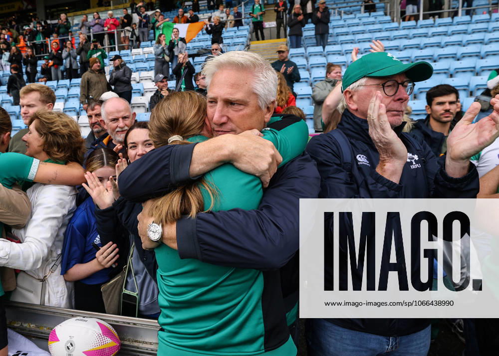 2025 Women s Rugby World Cup Quarter-Final, Sandy Park, Exeter, England 14 9 2025 France vs Ireland Ireland s Beth Buttimer with her Dad Fergal after the game Beth Buttimer with her Dad Fergal after the game 14 9 2025