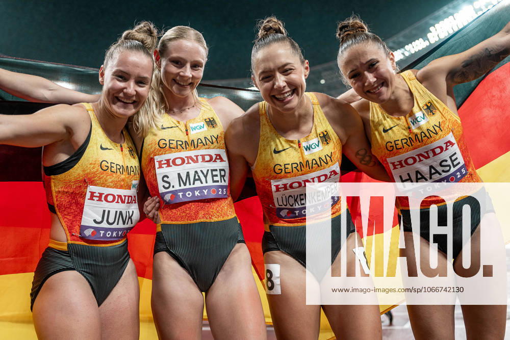Rebekka Haase (4×100 m Staffel Frauen, Sprintteam Wetzlar), Sophia Junk (4×100 m Staffel Frauen, LG Rhein-Wied), Gina Lueckenkemper (4×100 m Staffel Frauen, SCC Berlin), Sina Mayer (4×100 m Staffel Frauen, LAZ Zweibruecken), JPN, Leichtathletik, Athletics, World Athletics Championships 2025, Weltmeisterschaft 2025, Tokio 2025, 21.09.2025, JPN, Leichtathletik, Athletics, World Athletics Championships 2025, Weltmeisterschaft 2025, Tokio 2025, 21.09.2025 Tokio