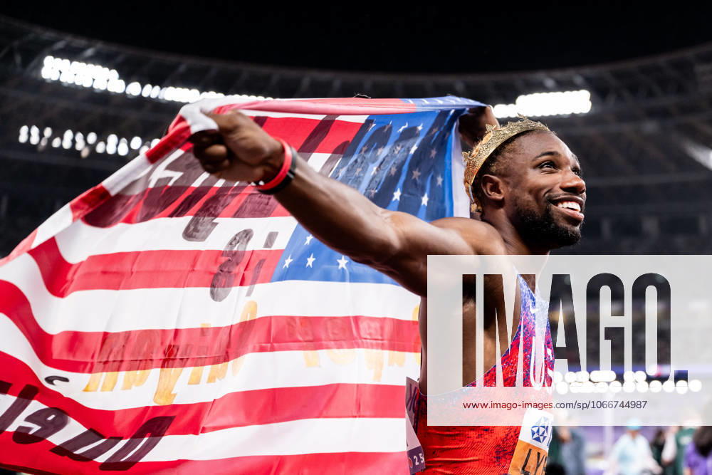 Noah Lyles of USA celebrates after the mens 4x100 meters relay during day 9 of the 2025 World Athletics Championships on September 21, 2025 in Tokyo. Photo: Joel Marklund BILDBYRAN kod JM JM0738 bbeng friidrott athletics friidrett 2025 world athletics championships world athletics championships tokyo 25 friidrotts-vm friidretts-vm vm jubel