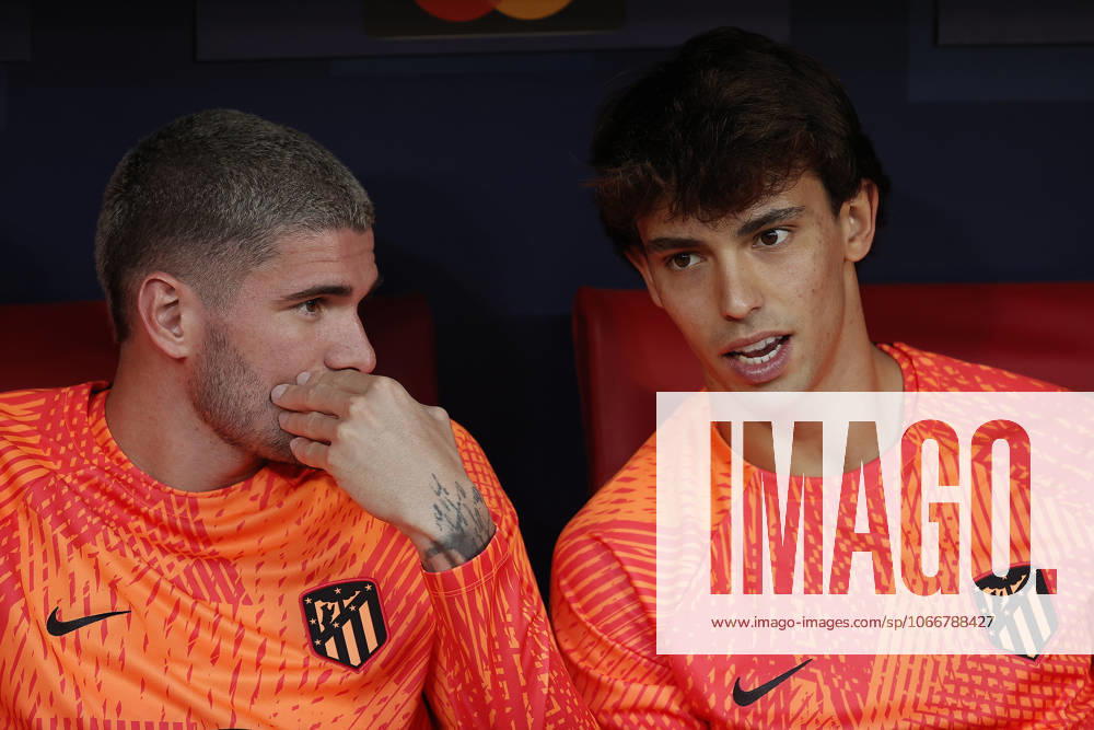 Atletico Madrid v Club Brugge - UEFA Champions League MADRID, SPAIN - OCTOBER 12: Atletico Madrid s players Joao Felix (R) and Rodrigo de Paul (L) sit on a bench during the UEFA Champions League Group B football match between Atletico Madrid and Club Brugge at Civitas Metropolitano Stadium in Madrid, Spain on October 12, 2022. Madrid Spain. Editorial use only. Please get in touch for any other usage.