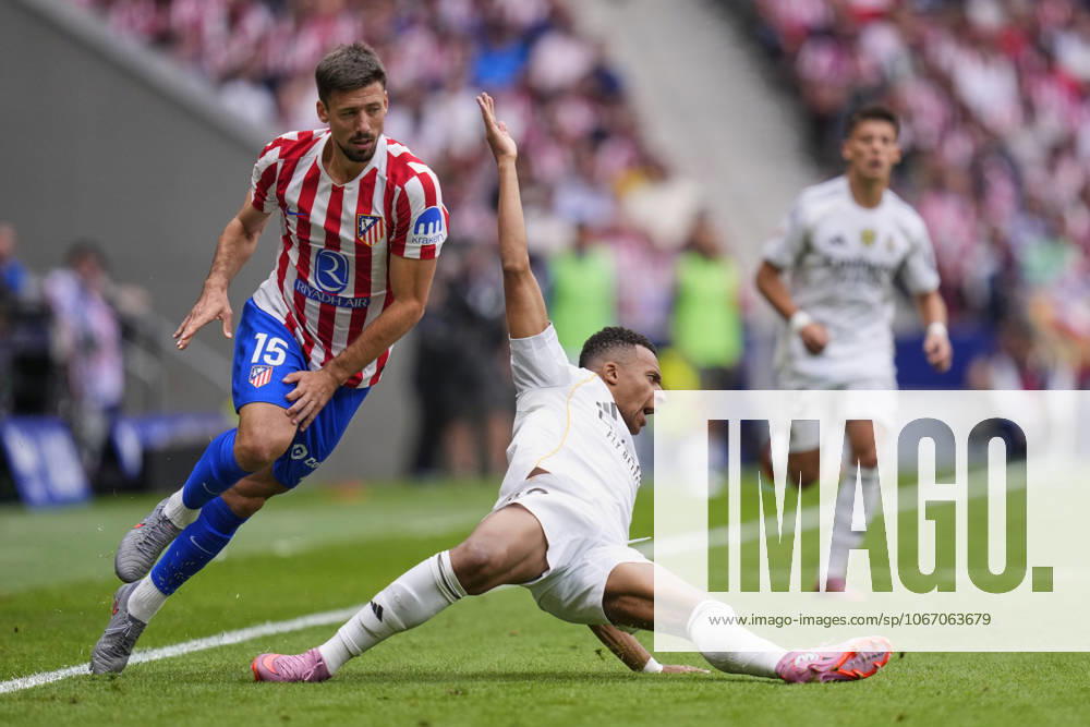 ESP: Atletico de Madrid - Real Madrid CF La Liga EA Sports. Date 7 Kylian Mbappe of Real Madrid CF and Clement Lenglet of Atletico de Madrid during the La Liga EA Sports match between Atletico de Madrid and Real Madrid CF played at Riyadh Metropolitano Stadium on September 27, 2025 in Madrid. kpng