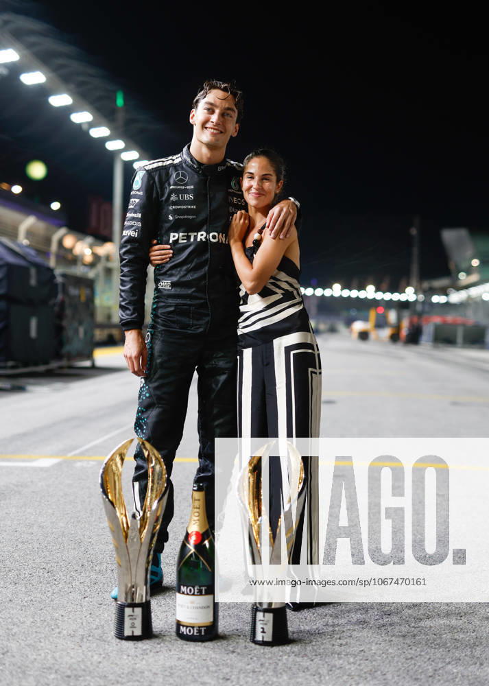 63 George Russell (GBR, Mercedes-AMG Petronas F1 Team) and his girlfriend Carmen Montero Mundt, F1 Grand Prix of Singapore at Marina Bay Street Circuit on October 5, 2025 in Singapore, Singapore. (Photo by HOCH ZWEI) Singapore Singapore