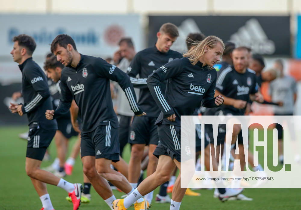 Besiktas training session ahead of UEFA Europa League match against Portugal s Rio Ave ISTANBUL, TURKEY - SEPTEMBER 23 : Domagoj Vida (Front R) of Besiktas attends a training session led by Besiktas assistant coach Murat Sahin ahead of the UEFA Europa League 3rd qualifying round match against Portugal s Rio Ave at Besiktas Nevzat Demir Facilities in Istanbul, Turkey on September 23, 2020. Istanbul Turkey. Editorial use only. Please get in touch for any other usage.