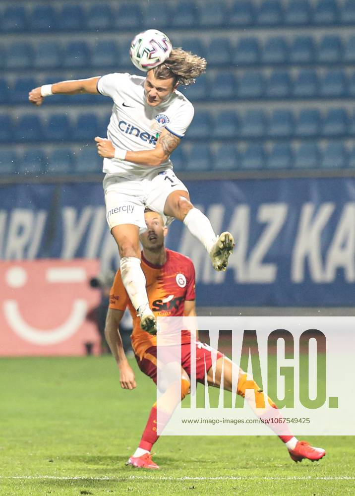 Kasimpasa v Galatasaray - Turkish Super Lig ISTANBUL, TURKEY - OCTOBER 4: Martin Linnes of Galatasaray in action against Yusuf Erdogan (11) of Kasimpasa during the Turkish Super Lig match between Kasimpasa and Galatasaray, at Recep Tayyip Erdogan Stadium on October 4, 2020 in Istanbul, Turkey. Istanbul Turkey. Editorial use only. Please get in touch for any other usage.