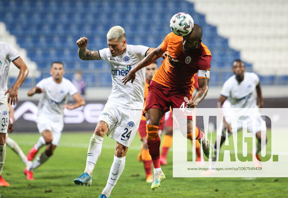 Kasimpasa v Galatasaray - Turkish Super Lig ISTANBUL, TURKEY - OCTOBER 4: Marcao (45) of Galatasaray in action against Sylvain Tirpan (24) of Kasimpasa during the Turkish Super Lig match between Kasimpasa and Galatasaray, at Recep Tayyip Erdogan Stadium on October 4, 2020 in Istanbul, Turkey. Istanbul Turkey. Editorial use only. Please get in touch for any other usage.