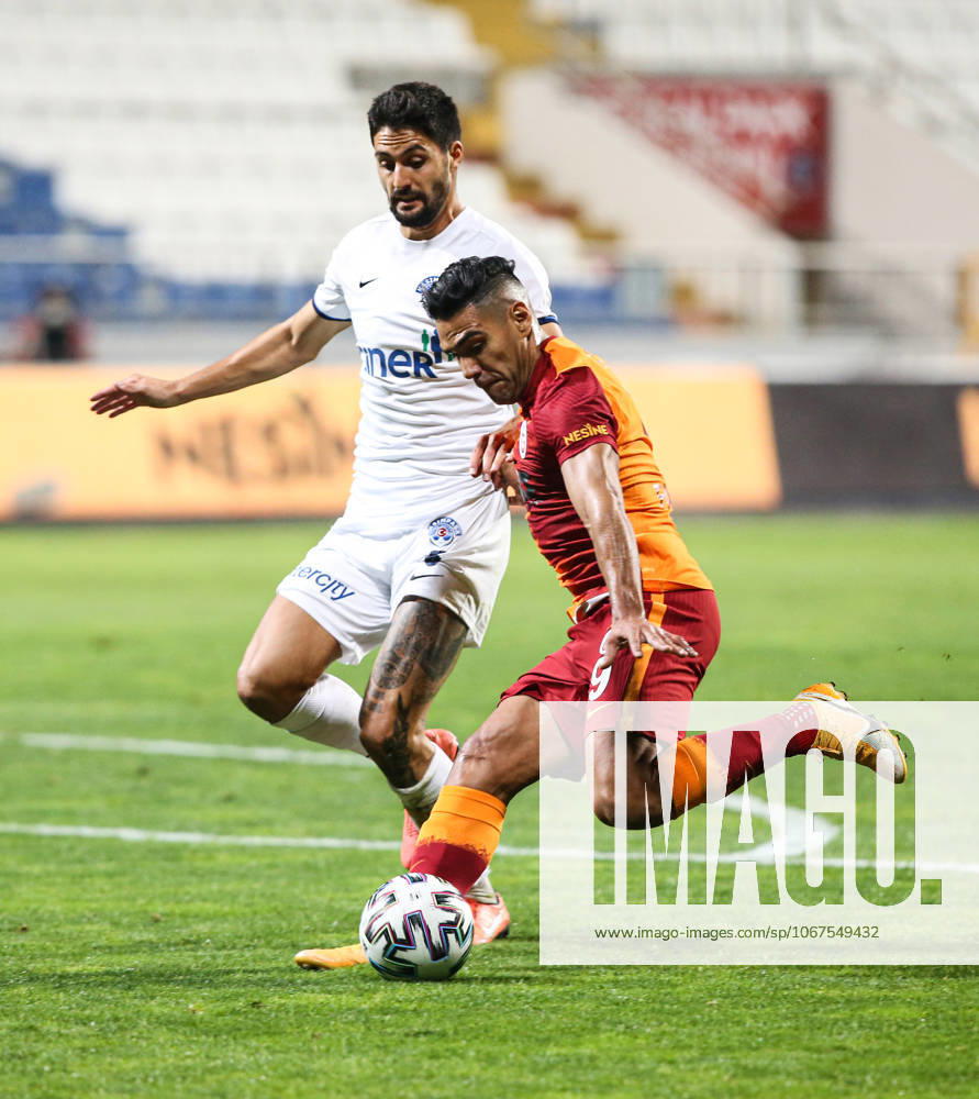 Kasimpasa v Galatasaray - Turkish Super Lig ISTANBUL, TURKEY - OCTOBER 4: Falcao (9) of Galatasaray in action against Tarkan Serbest (5) of Kasimpasa during the Turkish Super Lig match between Kasimpasa and Galatasaray, at Recep Tayyip Erdogan Stadium on October 4, 2020 in Istanbul, Turkey. Istanbul Turkey. Editorial use only. Please get in touch for any other usage.