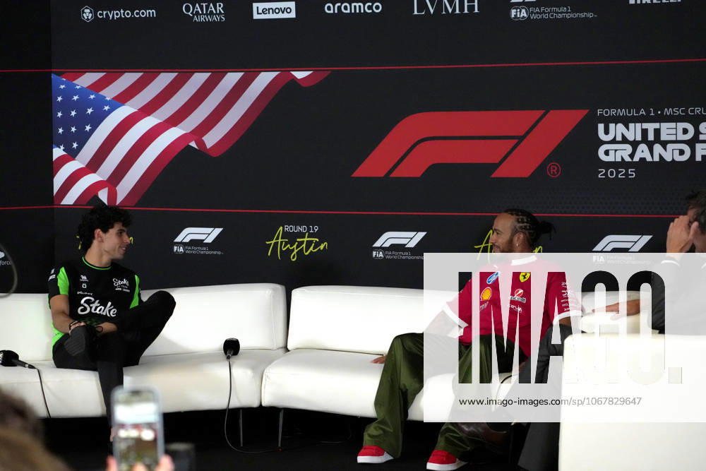 Circuit of The Americas, Austin, FORMULA 1 MSC CRUISES UNITED STATES GRAND PRIX 2025 , im Bild Lewis Hamilton (GBR), Scuderia Ferrari HP, Gabriel Bortoleto (BRA), Stake F1 Team Kick Sauber (Photo by Hasan Bratic DeFodi Images) 16 10 2025, Circuit of The Americas, Austin, FORMULA 1 MSC CRUISES UNITED STATES GRAND PRIX 2025 , in the picture Lewis Hamilton GBR , Scuderia Ferrari HP, Gabriel Bortoleto BRA , Stake F1 Team Kick Sauber Photo by Hasan Bratic DeFodi Images