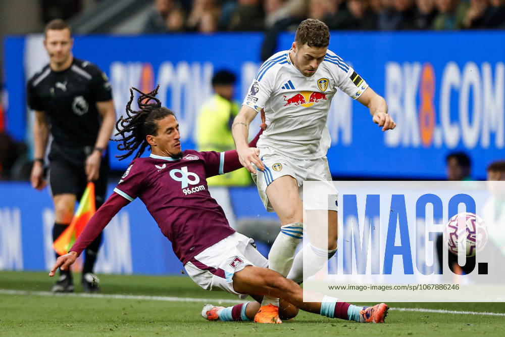 Burnley v Leeds United Premier League Hannibal Mejbri of Burnley and Gabriel Gudmundsson of Leeds United during the Premier League match at Turf Moor, Burnley UK Newspapers OUT