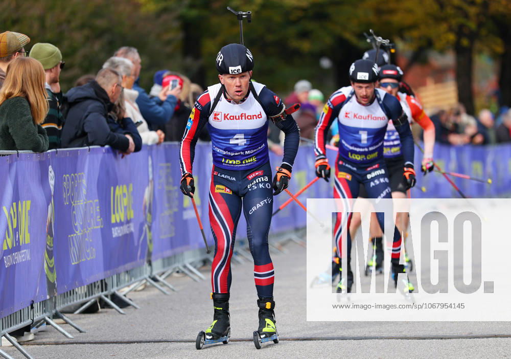 BIATHLON - Loop One Opening Festival MUNICH,GERMANY,19.OCT.25 - BIATHLON - Loop One Opening Festival. Image shows Johannes Dale-Skjevdal, Sturla Holm Laegreid (NOR) and Gion Stalder (SUI). GEPAxpictures xThomasxBachun