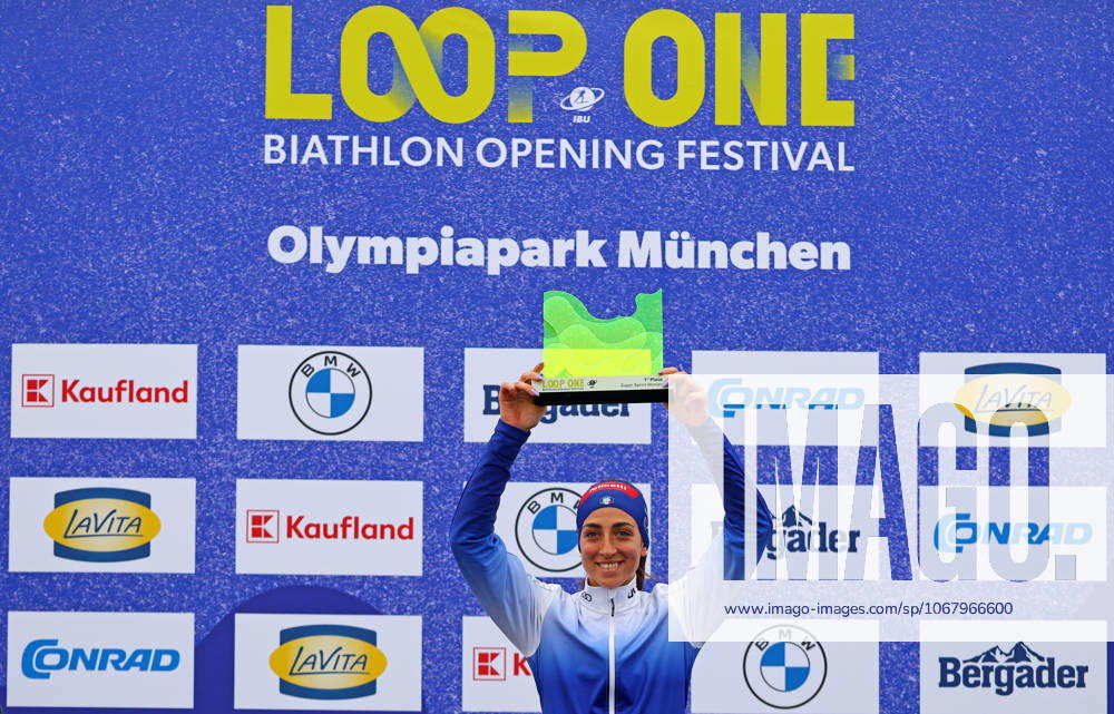 BIATHLON - Loop One Opening Festival MUNICH,GERMANY,19.OCT.25 - BIATHLON - Loop One Opening Festival. Image shows the rejoicing of Lisa Vittozzi (ITA). GEPAxpictures xThomasxBachun