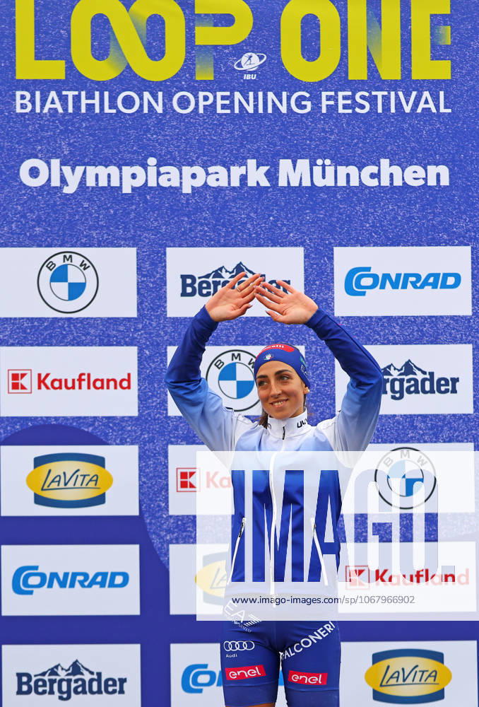 BIATHLON - Loop One Opening Festival MUNICH,GERMANY,19.OCT.25 - BIATHLON - Loop One Opening Festival. Image shows the rejoicing of Lisa Vittozzi (ITA). GEPAxpictures xThomasxBachun