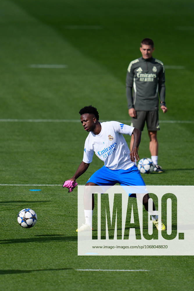 Vinicius Junior during a training session and press conference, PK, Pressekonferenz ahead of their UEFA Champions League 2025 26 match against Juventus FC at Ciudad Deportiva Real Madrid on October 21, 2025, in Valdebebas, Madrid, Spain. Valdebebas Spain - ZUMAa181 20251021_zaa_a181_011