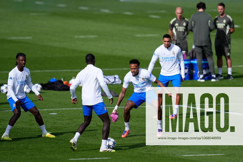 Eder Militao during a training session and press conference, PK, Pressekonferenz ahead of their UEFA Champions League 2025 26 match against Juventus FC at Ciudad Deportiva Real Madrid on October 21, 2025, in Valdebebas, Madrid, Spain. Valdebebas Spain - ZUMAa181 20251021_zaa_a181_032