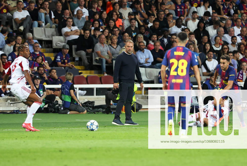 FC Barcelona, Barca v Olympiacos FC - UEFA Champions League 2025 26 League Phase MD3 Hansi Flick coaches during the match between FC Barcelona and Olympiacos FC, corresponding to Matchday 3 of the League phase of the UEFA Champions League, played at the Lluis Companys Stadium in Barcelona, Spain, on October 21, 2025. Barcelona Barcelona Spain