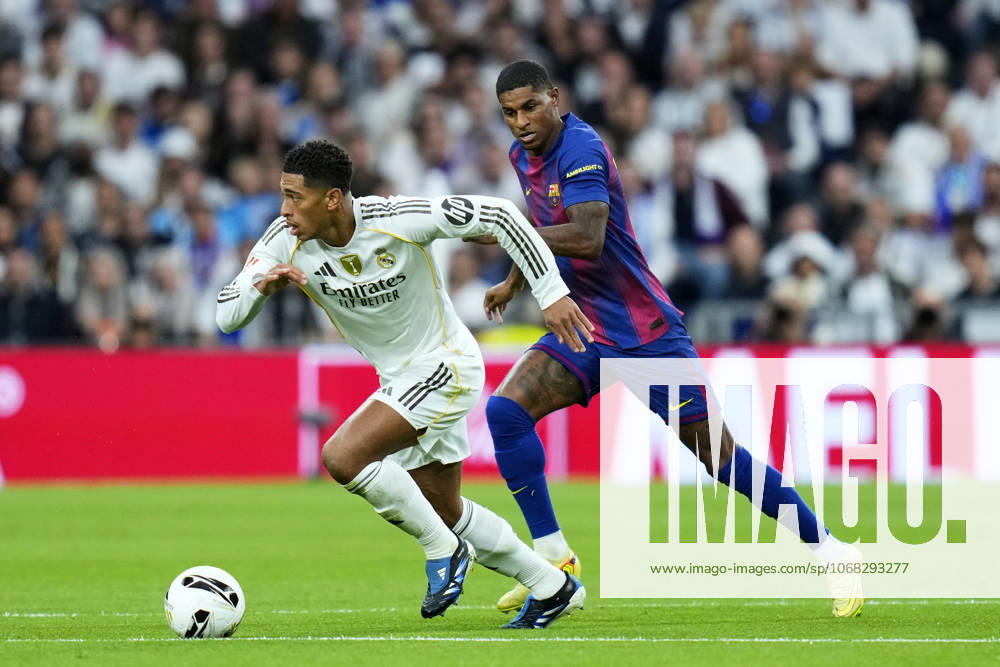 ESP: Real Madrid CF - FC Barcelona, Barca La Liga EA Sports. Date 10 Jude Bellingham of Real Madrid CF and Marcus Rashford of FC Barcelona during the La Liga EA Sports match between Real Madrid CF and FC Barcelona played at Santiago Bernabeu Stadium on October 26, 2025 in Madrid. kpng