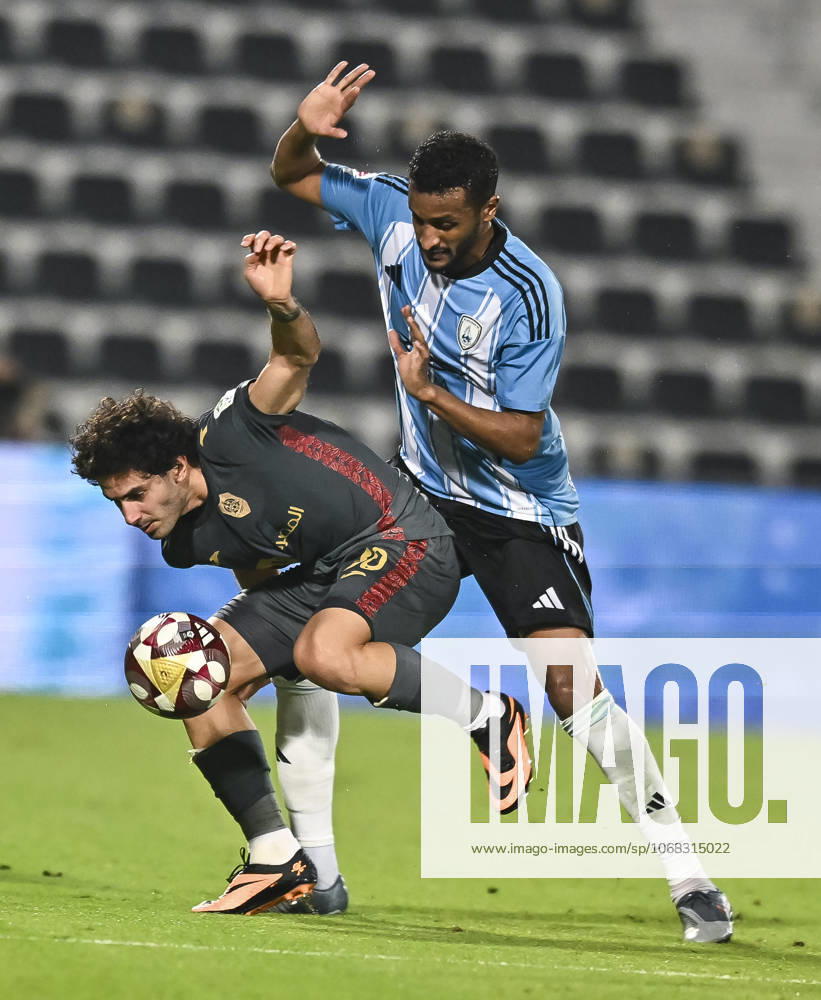 AL WAKRAH SC V AL RAYYAN SC-DOHA BANK STARS LEAGUE QATAR Almahdi Ali Mukhtar (R) of Al-Wakrah SC and Ahmed Alaaeildin Abdelmotaal of Al Rayyan SC in action during the Doha Bank Stars League Qatar match between Al Wakrah SC and Al Rayyan SC at Saoud Bin Abdulrahman Stadium in Doha, Qatar, on October 26, 2025. DOHA Qatar