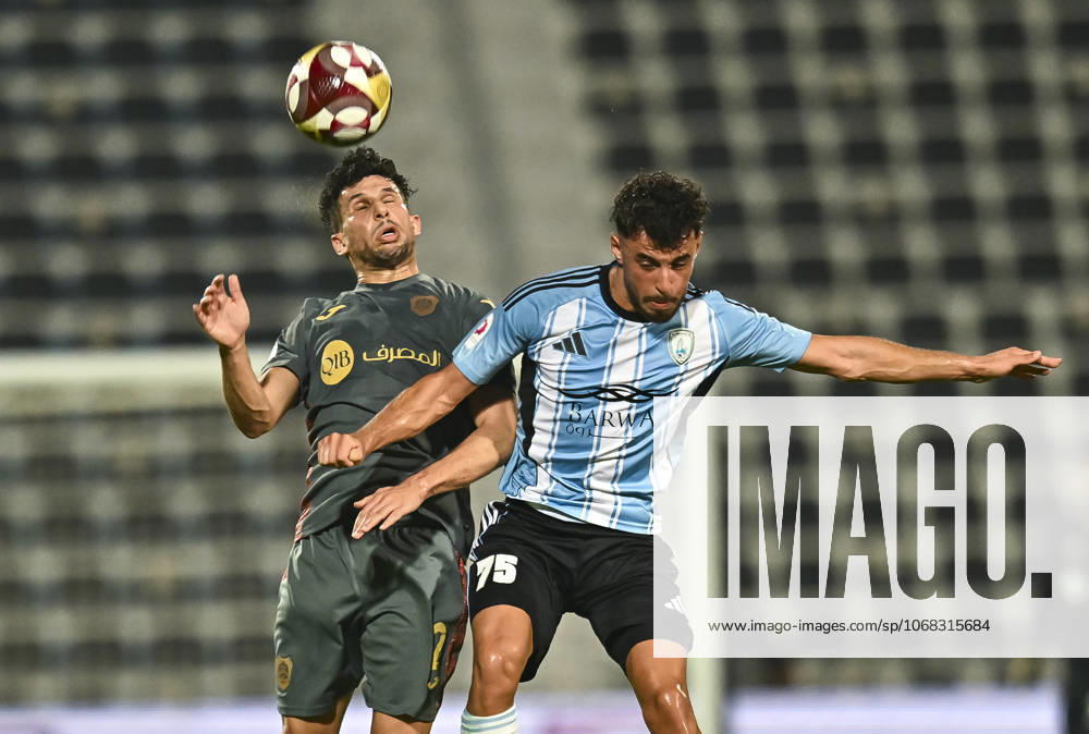 AL WAKRAH SC V AL RAYYAN SC-DOHA BANK STARS LEAGUE QATAR Zouhzouh El Amine (R) of Al-Wakrah SC and Murad Naji Hussein of Al Rayyan SC in action during the Doha Bank Stars League Qatar match between Al Wakrah SC and Al Rayyan SC at Saoud Bin Abdulrahman Stadium in Doha, Qatar, on October 26, 2025. DOHA Qatar