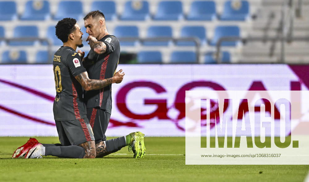 AL WAKRAH SC V AL RAYYAN SC-DOHA BANK STARS LEAGUE QATAR Roger Krug Guedes (R) of Al Rayyan SC celebrates after scoring a goal during the Doha Bank Stars League Qatar match between Al Wakrah SC and Al Rayyan SC at Saoud Bin Abdulrahman Stadium in Doha, Qatar, on October 26, 2025. DOHA Qatar