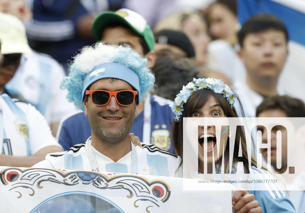 Nigeria v Argentina : Group D - 2018 FIFA World Cup, WM, Weltmeisterschaft, Fussball Russia ST PETERSBURG, RUSSIA - JUNE 26: Fans of Argentina celebrate after Argentina wins the 2018 FIFA World Cup Russia Group D match against Nigeria at the Saint Petersburg Stadium in St. Petersburg, Russia on June 26, 2018. Rusya World. Editorial use only. Please get in touch for any other usage.