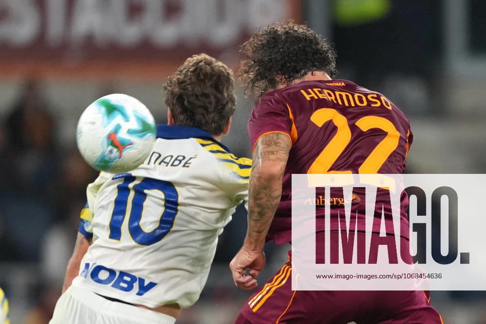 Mario Hermoso of AS Roma scores the goal of 1-0 during the Serie A 2025 2026 football match between AS Roma and Parma Calcio 1913 at Stadio Olimpico in Rome (Italy), October 29, 2025. antoniettaxbaldassarre