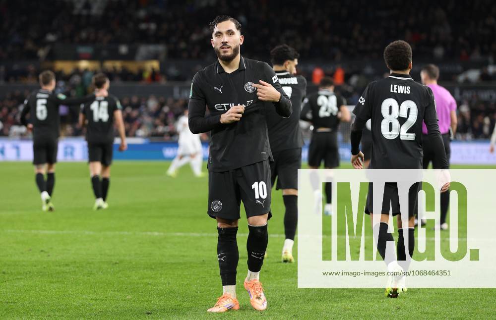Rayan Cherki of Manchester City celebrates scoring a goal to make the score 1-3 Swansea City v Manchester City, EFL Carabao Cup, Fourth Round, Football, Swansea.com Stadium, Swansea, UK - 29 Oct 2025Swansea Swansea.com Stadium United Kingdom