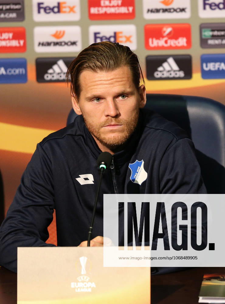 Hoffenheim s press conference, PK, Pressekonferenz ahead of the UEFA Europa League match ISTANBUL, TURKEY - NOVEMBER 01: Eugen Polanski of Hoffenheim attends a joint press conference ahead of UEFA Europa League Group C soccer match between Hoffenheim and Medipol Basaksehir at Fatih Terim Stadium in Istanbul, Turkey on November 01, 2017. Istanbul Turkey. Editorial use only. Please get in touch for any other usage.