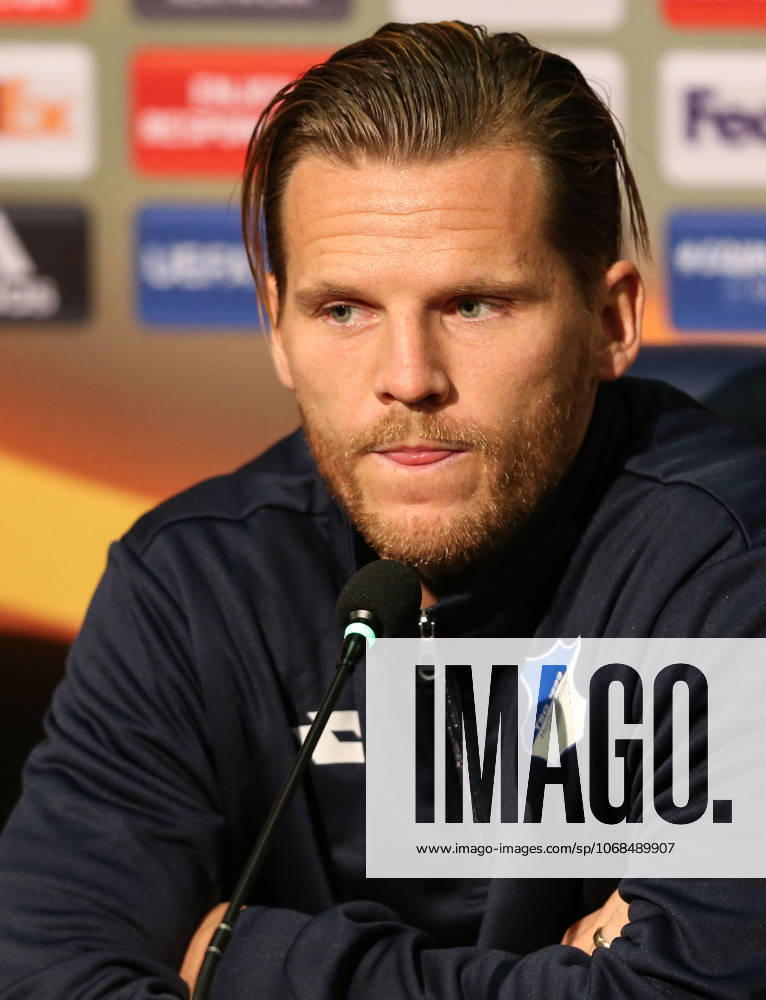 Hoffenheim s press conference, PK, Pressekonferenz ahead of the UEFA Europa League match ISTANBUL, TURKEY - NOVEMBER 01: Eugen Polanski of Hoffenheim attends a joint press conference ahead of UEFA Europa League Group C soccer match between Hoffenheim and Medipol Basaksehir at Fatih Terim Stadium in Istanbul, Turkey on November 01, 2017. Istanbul Turkey. Editorial use only. Please get in touch for any other usage.