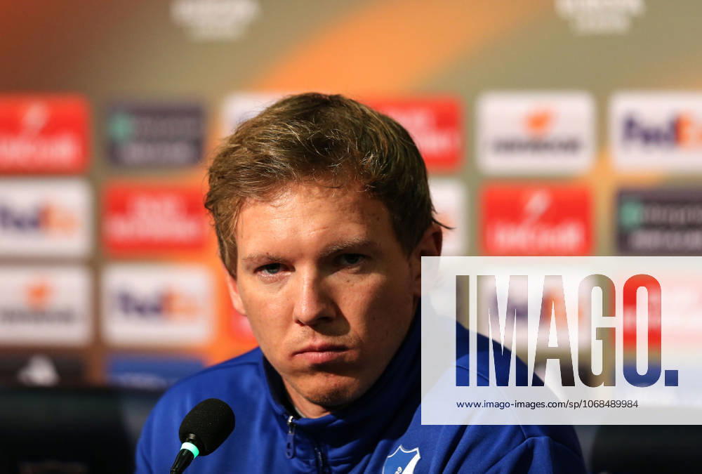 Hoffenheim s press conference, PK, Pressekonferenz ahead of the UEFA Europa League match ISTANBUL, TURKEY - NOVEMBER 01: Head coach of Hoffenheim Julian Nagelsmann attends a joint press conference ahead of UEFA Europa League Group C soccer match between Hoffenheim and Medipol Basaksehir at Fatih Terim Stadium in Istanbul, Turkey on November 01, 2017. Istanbul Turkey. Editorial use only. Please get in touch for any other usage.