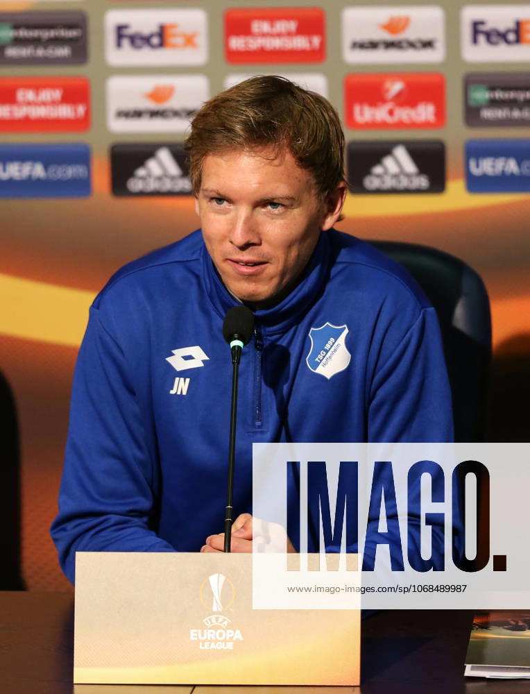 Hoffenheim s press conference, PK, Pressekonferenz ahead of the UEFA Europa League match ISTANBUL, TURKEY - NOVEMBER 01: Head coach of Hoffenheim Julian Nagelsmann attends a joint press conference ahead of UEFA Europa League Group C soccer match between Hoffenheim and Medipol Basaksehir at Fatih Terim Stadium in Istanbul, Turkey on November 01, 2017. Istanbul Turkey. Editorial use only. Please get in touch for any other usage.
